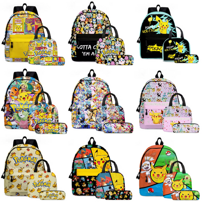 Pack École Pokémon 3-en-1 – Sac à dos, Trousse et Lunch Bag (Modèles au choix)