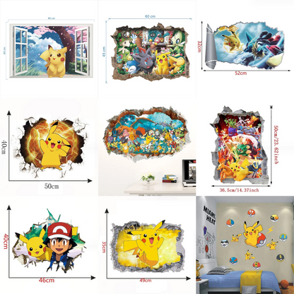Stickers Muraux Pokémon – Effet 3D Brèche Murale