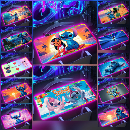 Tapis de bureau LED RGB Stitch – Accessoire gaming lumineux