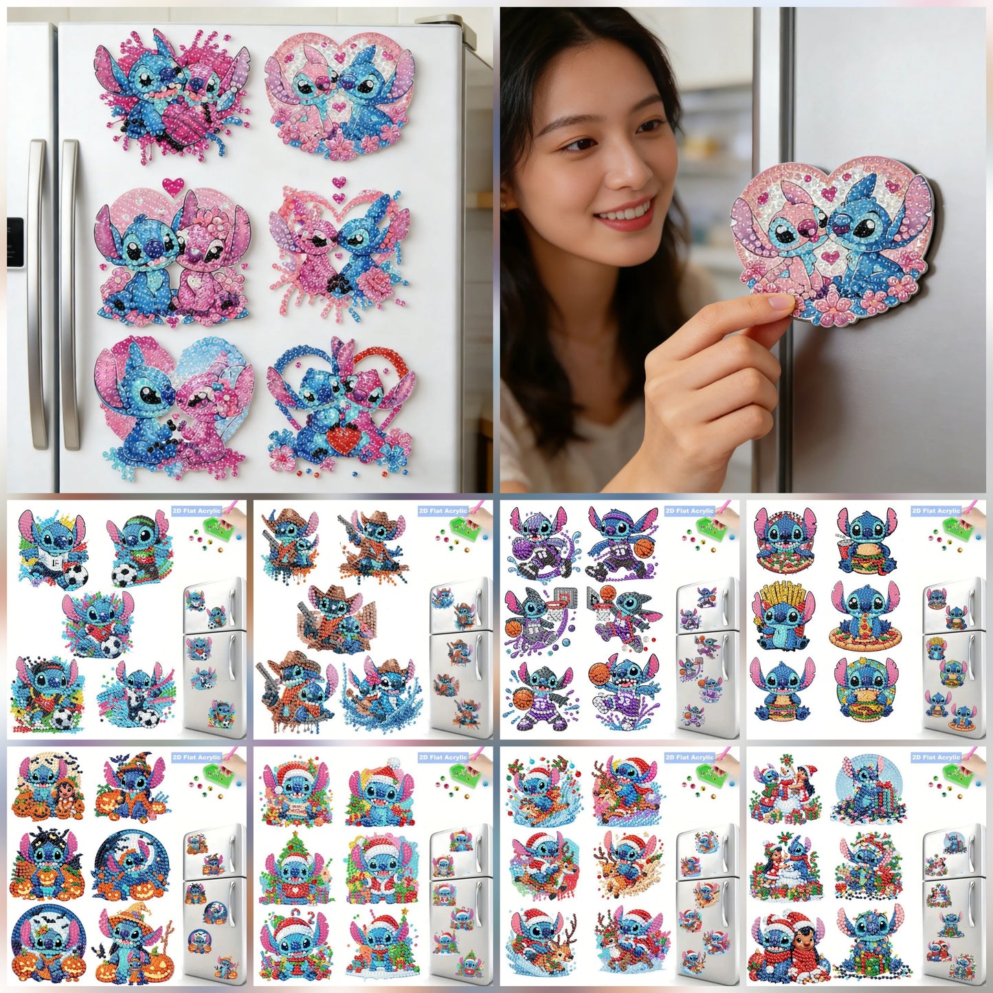 Aimants Réfrigérateur Lilo & Stitch (Peinture Diamant DIY)