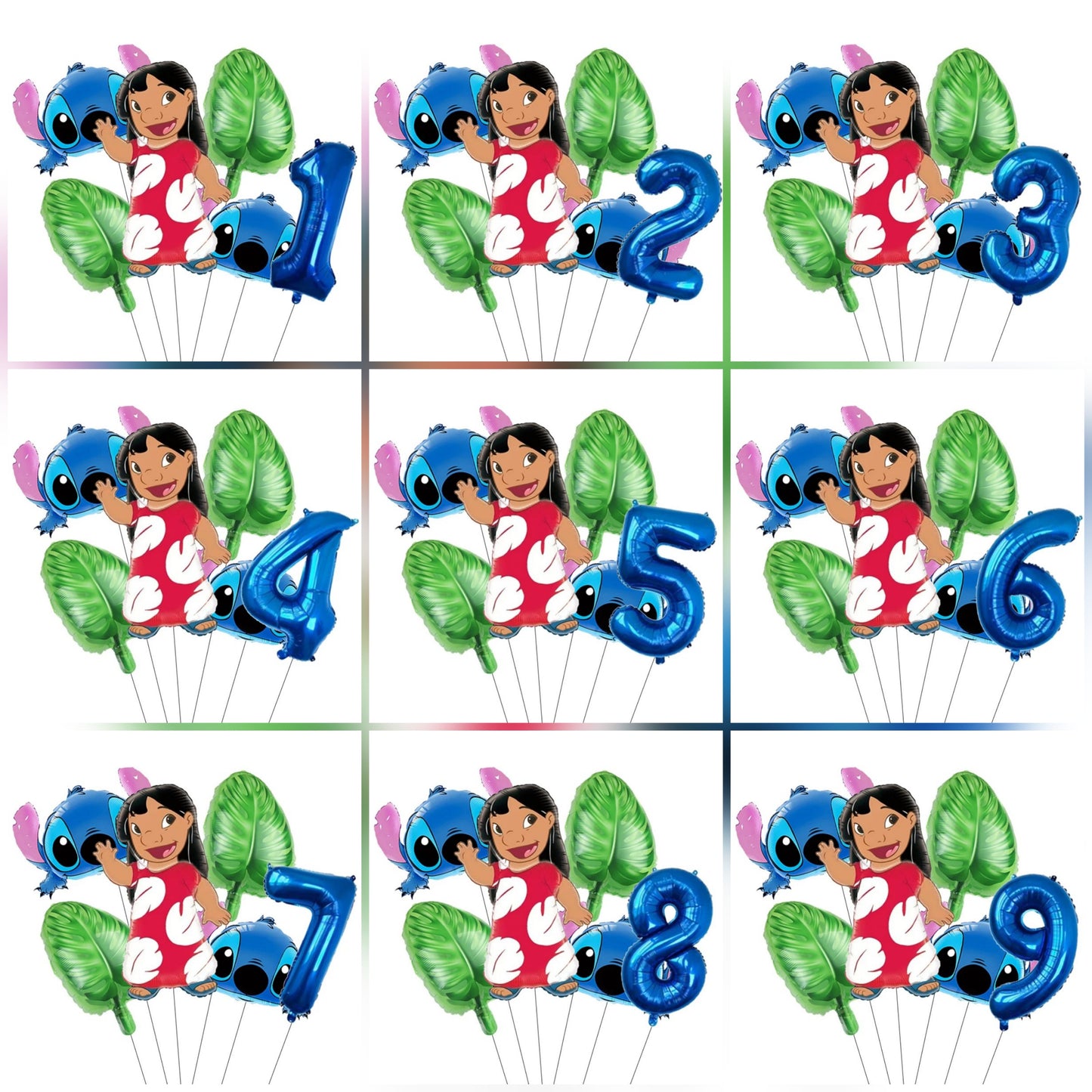 Pack Déco Anniversaire Lilo & Stitch – Chiffre au Choix & Ballons Thématiques Bleu