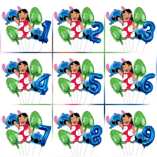Pack Déco Anniversaire Lilo & Stitch – Chiffre au Choix & Ballons Thématiques Bleu