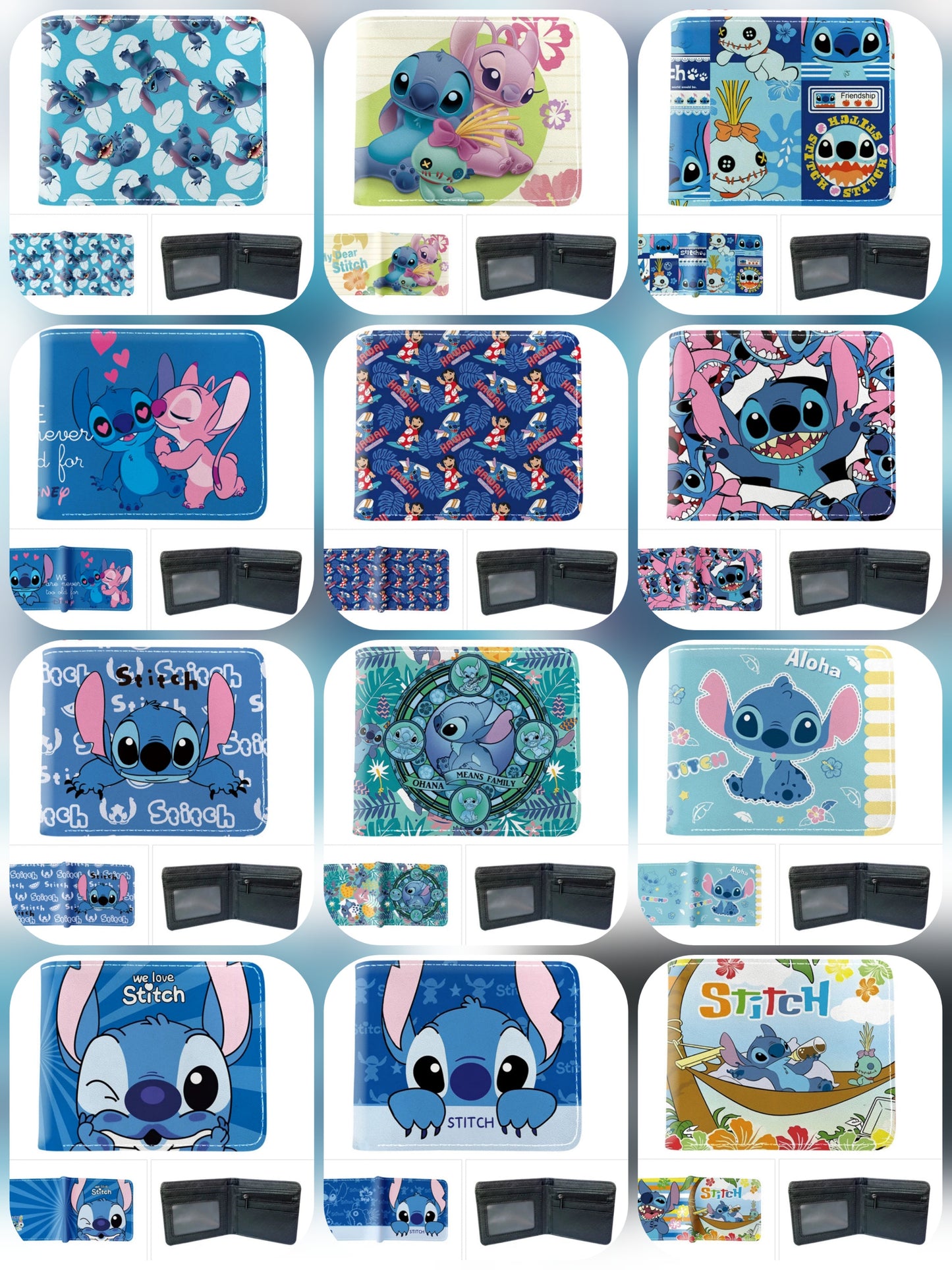 Portefeuille Stitch – Compact en Cuir PU (11,5 × 9,5 cm)