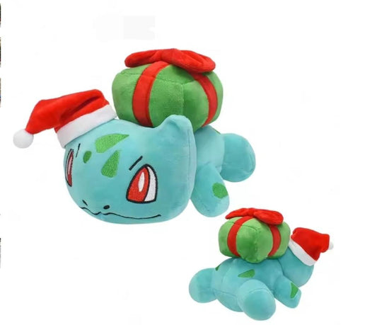 Peluche Bulbizarre Noël – Pokémon bulbizarre avec Cadeau & Bonnet de Santa