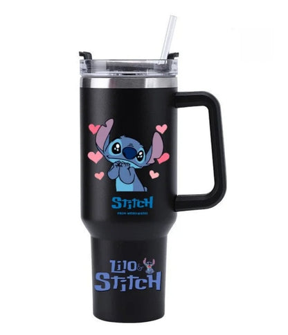 Mug Isotherme Stitch 1,18 litre noir – Tasse de Voyage avec Paille & Poignée