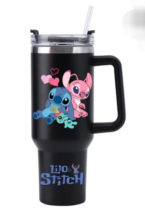 Mug Isotherme Stitch 1,18 litre noir – Tasse de Voyage avec Paille & Poignée