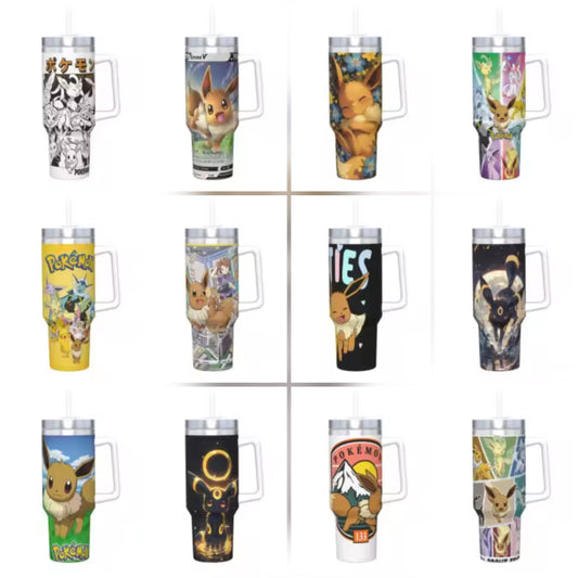 🥤 Gourde Isotherme Pokémon 40oz (1200ml) avec Poignée & Paille — Tumbler Grande Capacité
