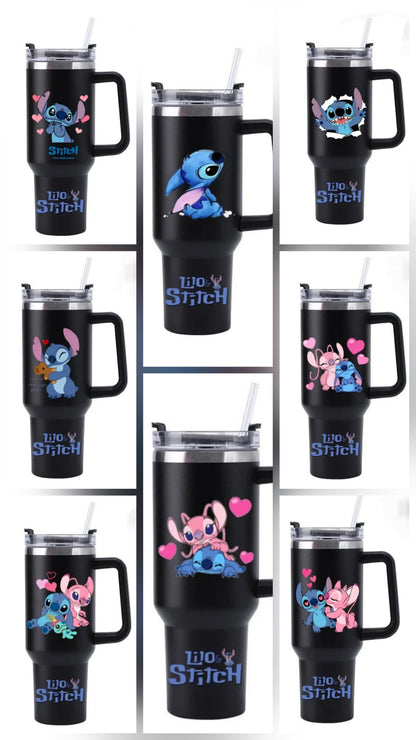Mug Isotherme Stitch 1,18 litre noir – Tasse de Voyage avec Paille & Poignée