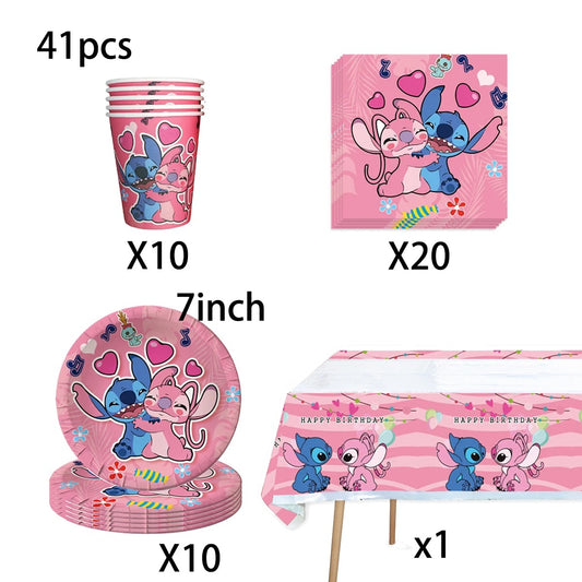 Kit de décoration anniversaire Stitch - 41 pièces