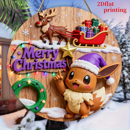 Panneau de Bienvenue Noël Pokémon – Décoration murale en bois